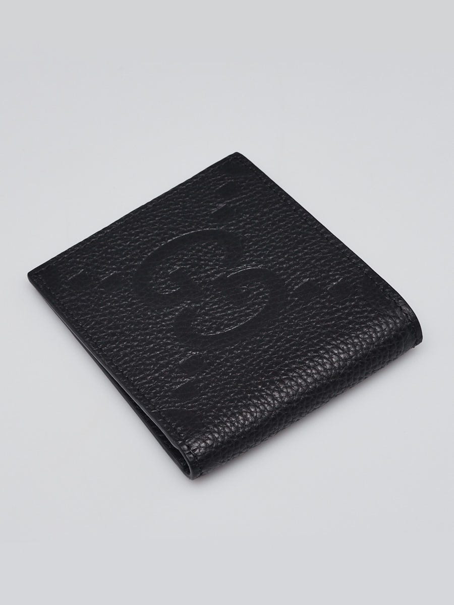 Gucci Black Grained Leather Jumbo GG Bi-Fold Wallet