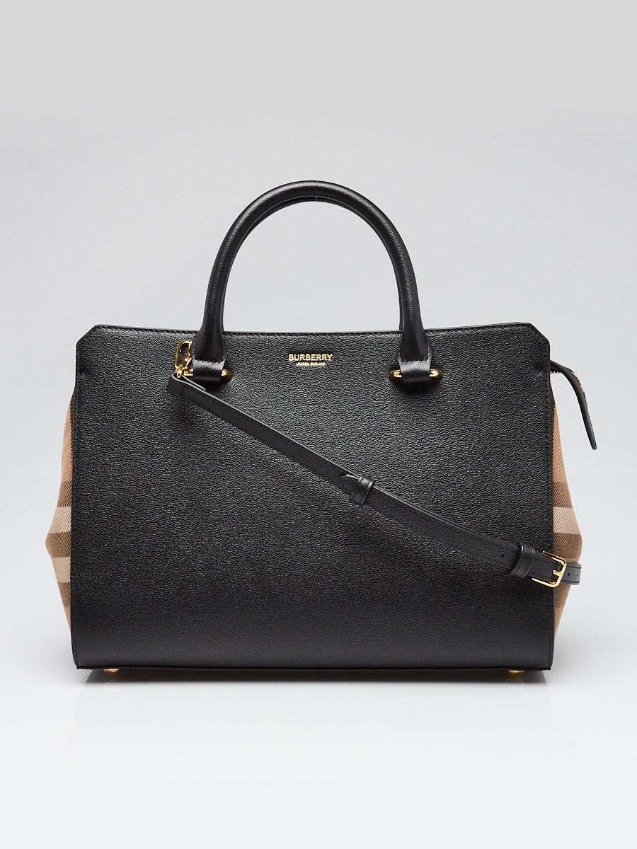 Burberry Black Leather Vintage Check Small Banwell Bag