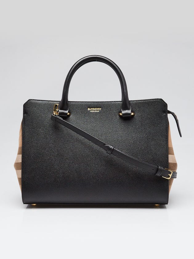 Burberry Black Leather Vintage Check Small Banwell Bag
