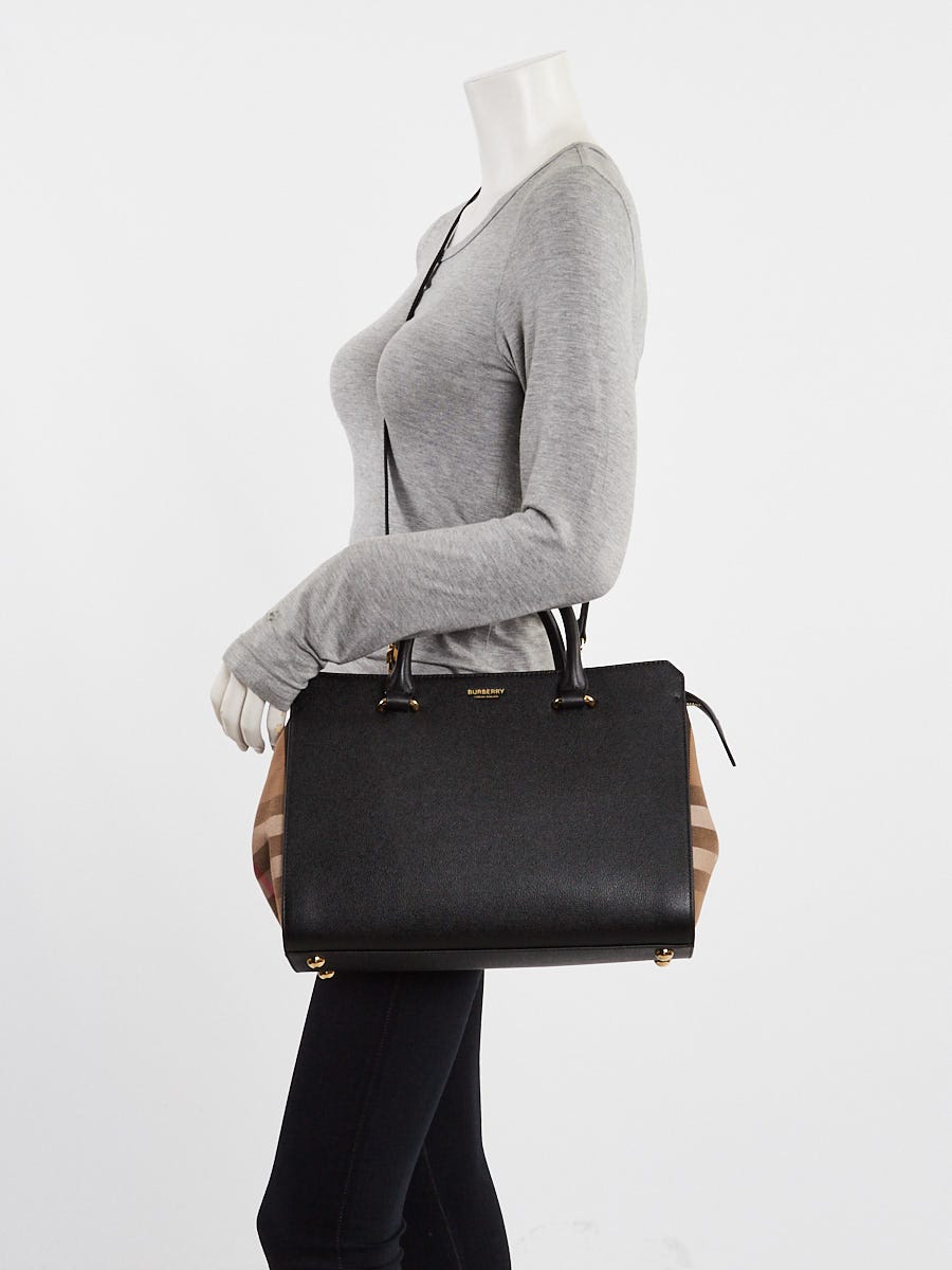Burberry Black Leather Vintage Check Small Banwell Bag