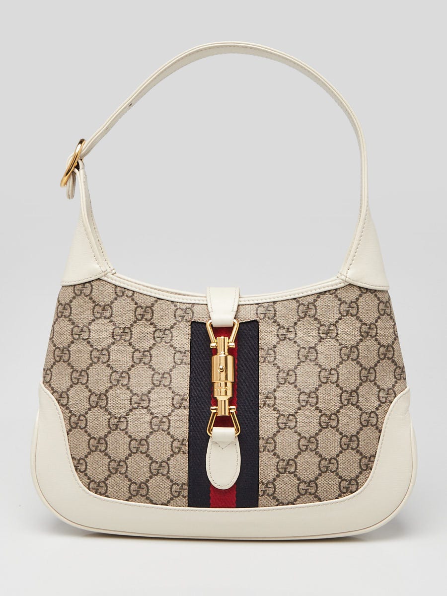 Gucci Beige/White GG Supreme Canvas Jackie 1961 Small Shoulder Bag