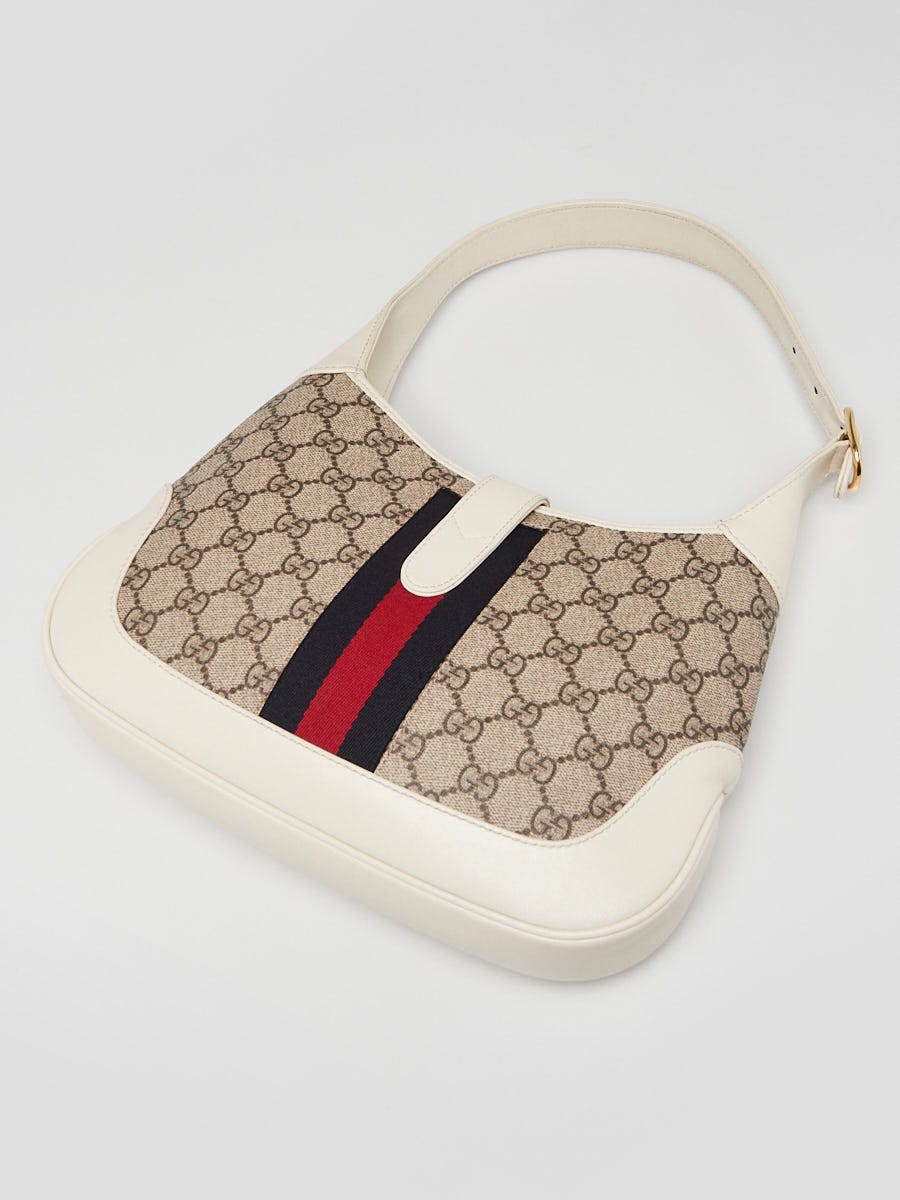 Gucci Beige/White GG Supreme Canvas Jackie 1961 Small Shoulder Bag