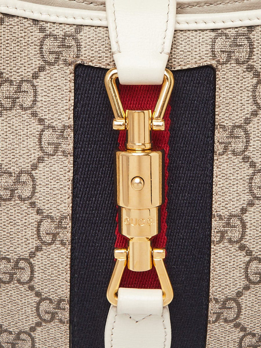 Gucci Beige/White GG Supreme Canvas Jackie 1961 Small Shoulder Bag