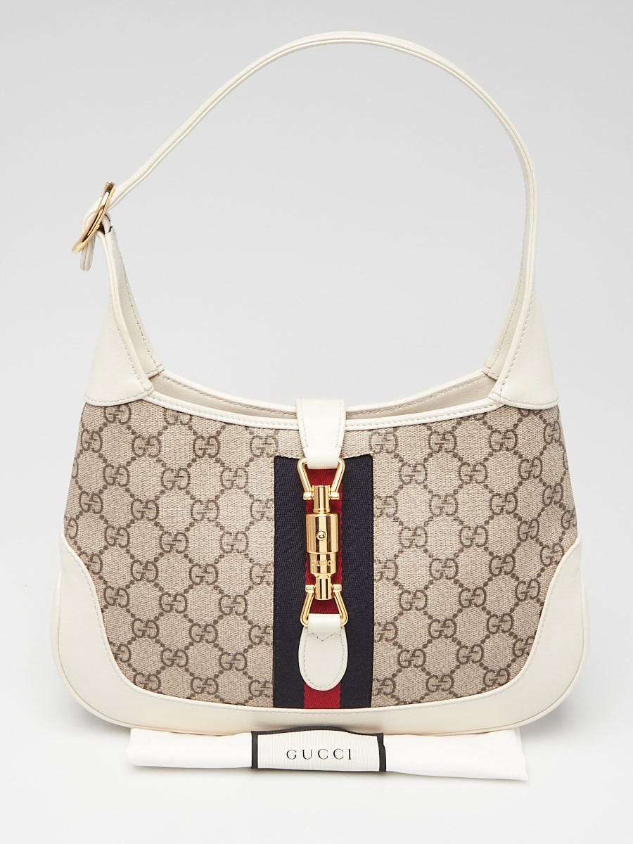 Gucci Beige/White GG Supreme Canvas Jackie 1961 Small Shoulder Bag