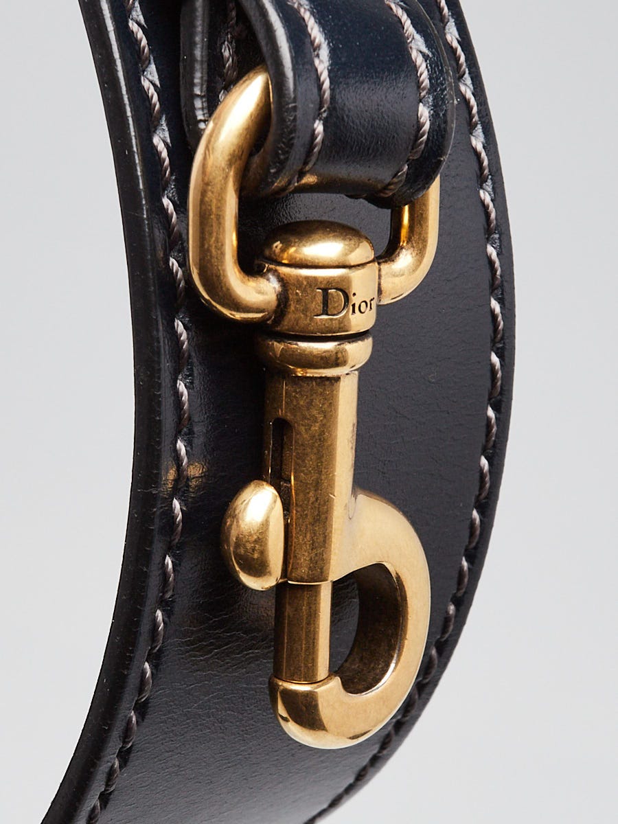 Christian Dior Black Smooth Leather Wide Adjustable Shoulder Strap