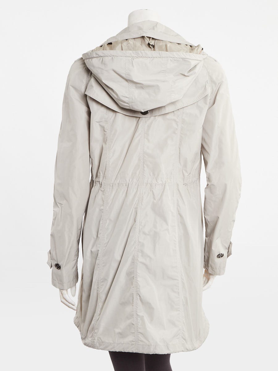 Burberry Brit Beige Polyester Hooded Rain Oatfield Trench Coat Size 6/40