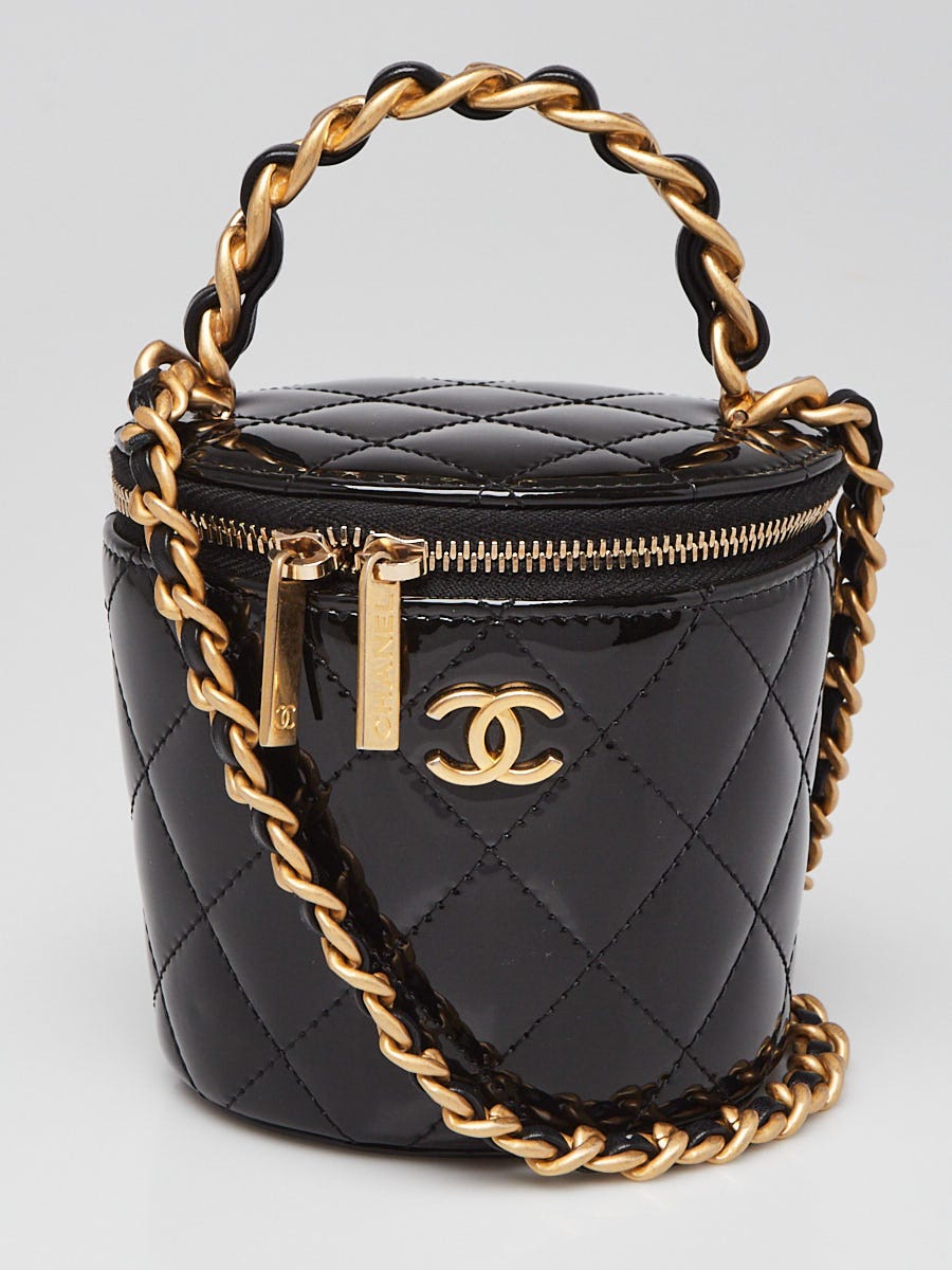Chanel Black Quilted Patent Leather Afternoon Tea Mini Vanity Case