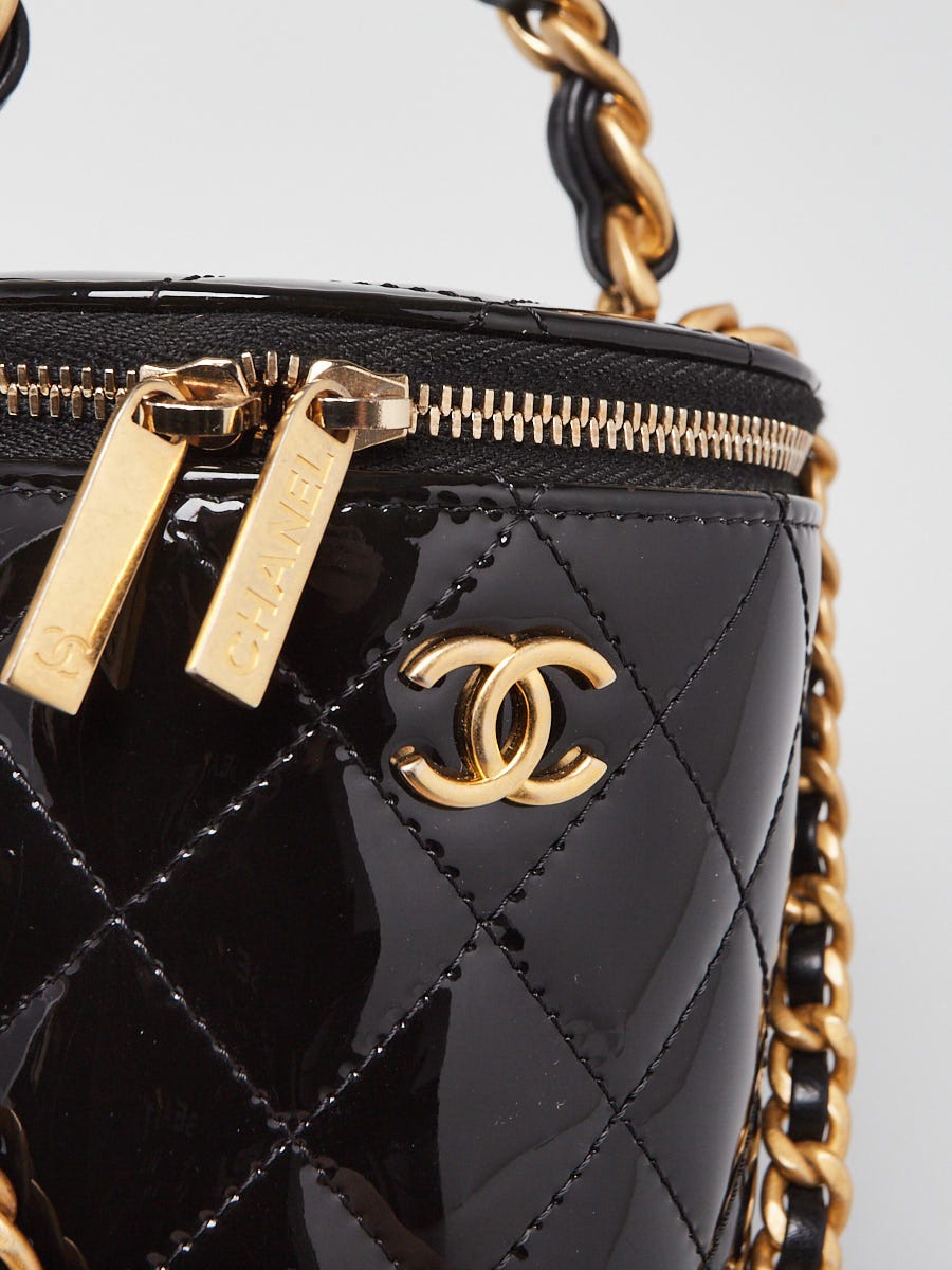 Chanel Black Quilted Patent Leather Afternoon Tea Mini Vanity Case