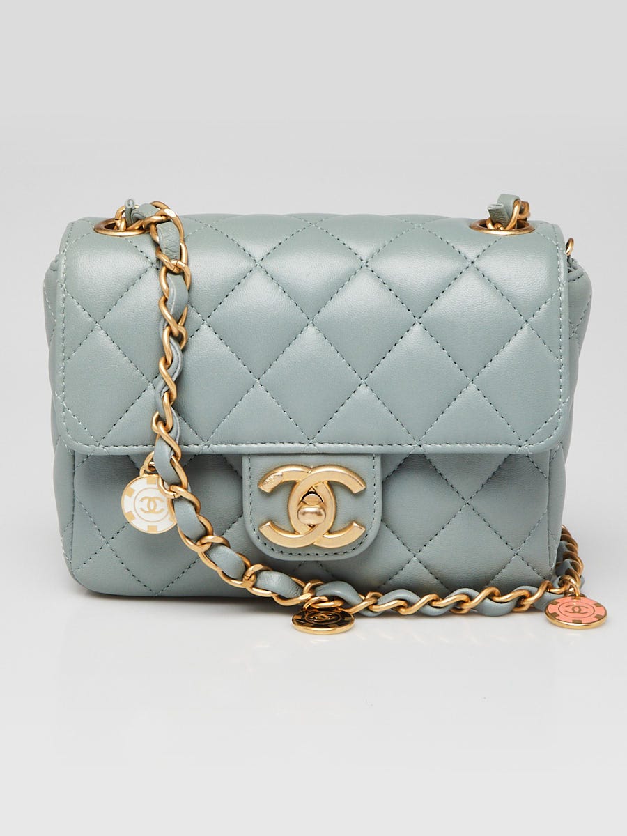 Chanel Gris Quilted Lambskin Leather Casino Royale Charms Square