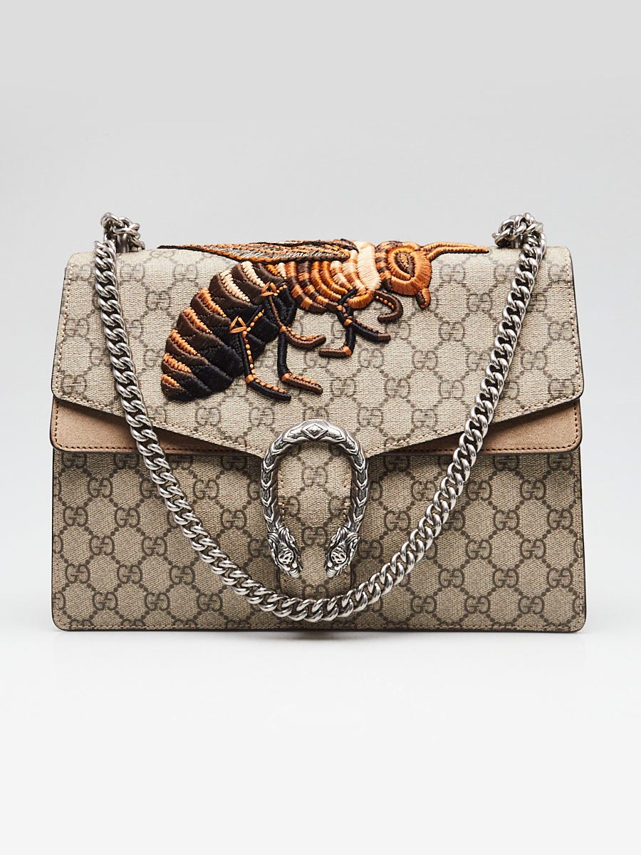 Gucci Beige/Ebony Supreme Coated Canvas Embroidered Bee Dionysus