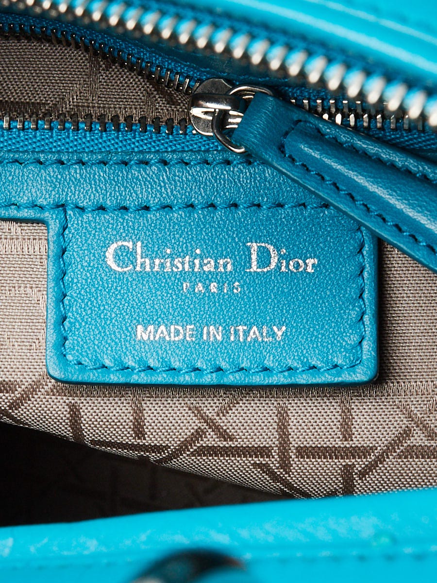 Christian Dior Blue Cannage Quilted Lambskin Leather Large Lady