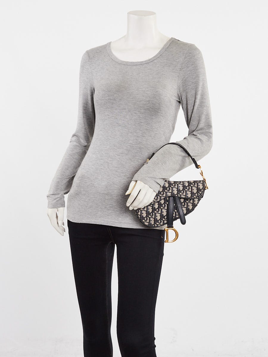Christian Dior Blue Oblique Canvas Mini Dior Saddle Bag