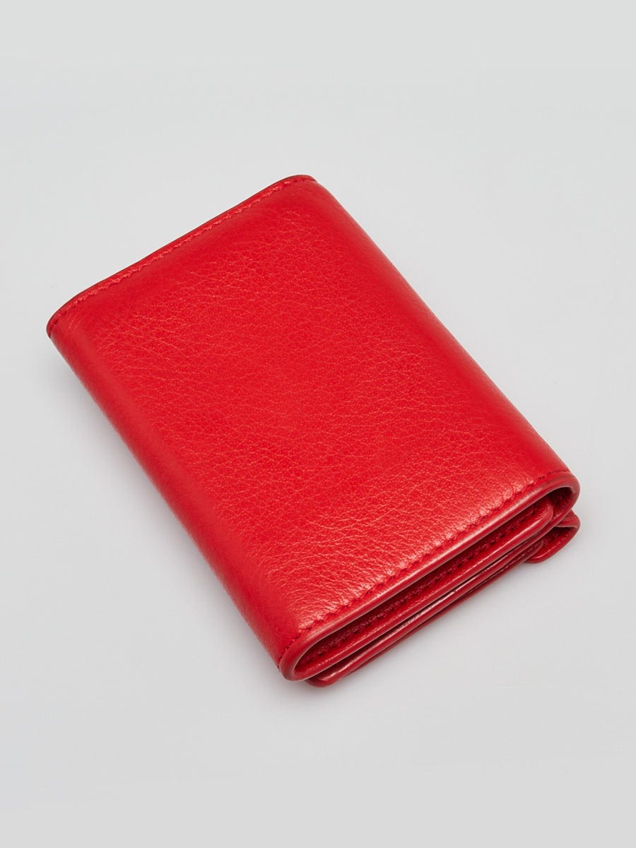 Balenciaga Bright Red Leather Papier Mini Wallet