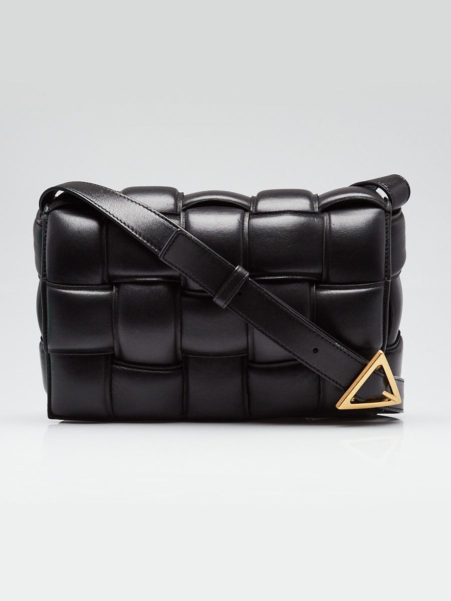 Bottega Veneta Black Nappa Leather Maxi Weave Padded Cassette Bag