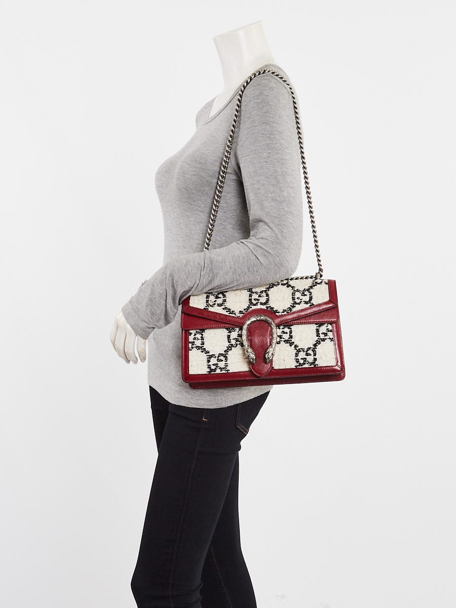 Gucci Red/White/Black GG Tweed Small Dionysus Bag