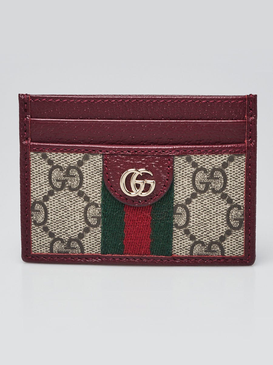 Gucci Beige/Red GG Coated Canvas Ophidia Card Holder | Yoogi's Closet