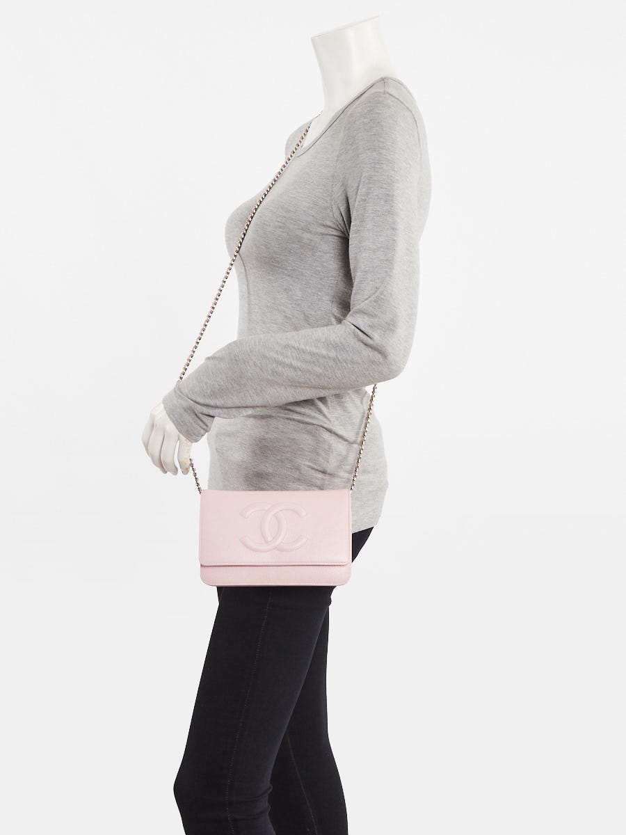 Chanel Light Pink Caviar Leather Timeless WOC Clutch Bag