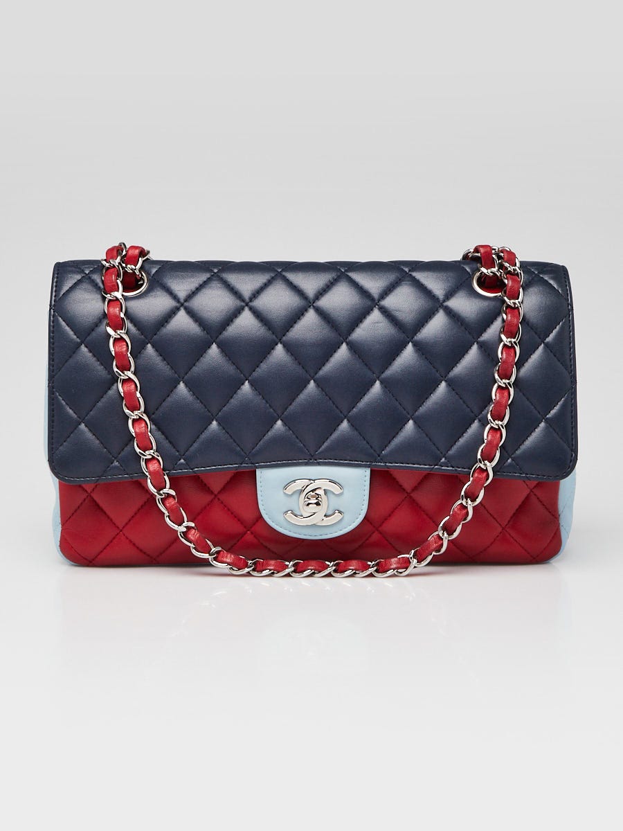 Chanel Tri-Color Quilted Lambskin Leather Classic Medium Double
