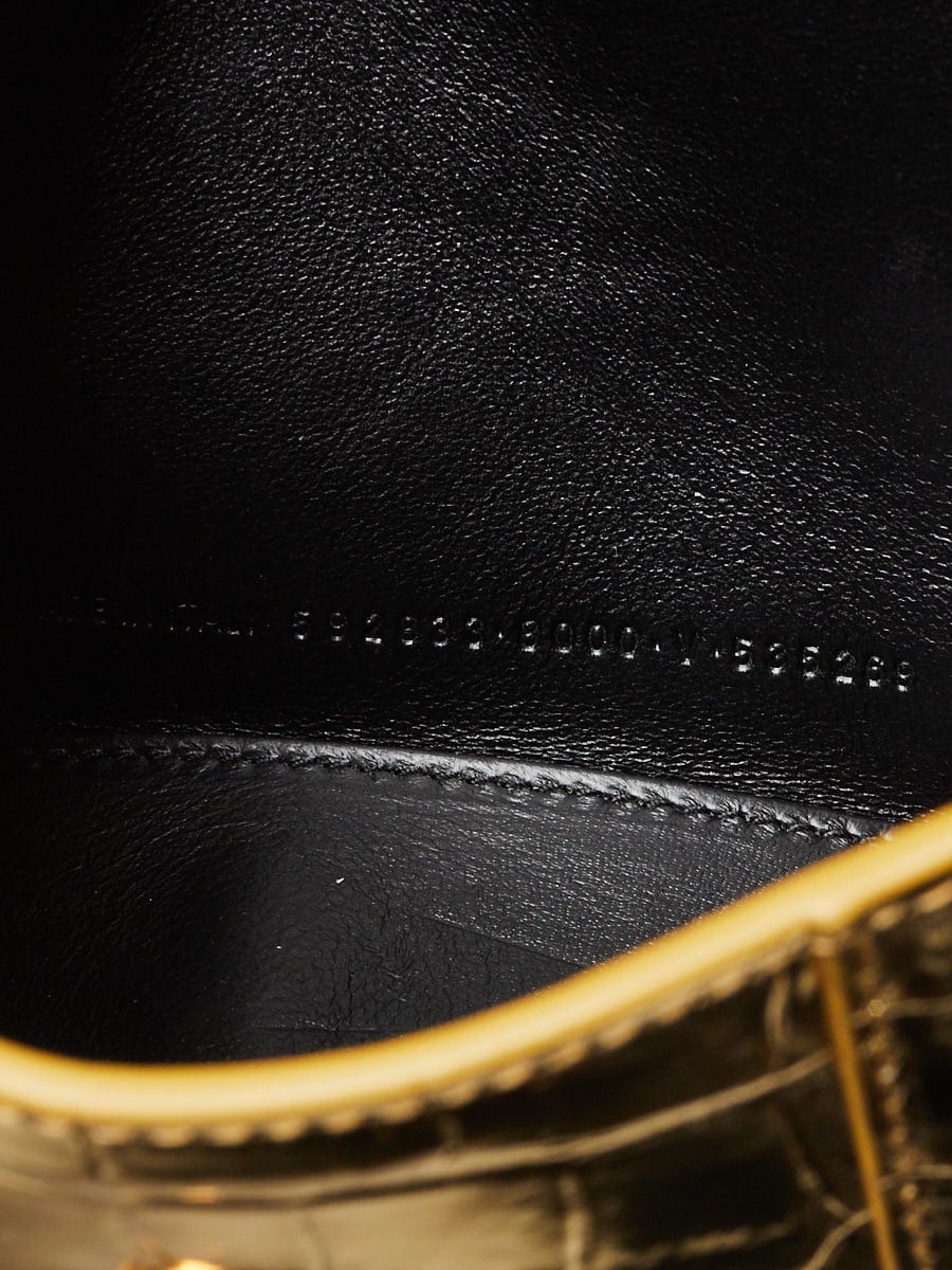 Balenciaga Gold Metallic Croc Embossed Patent Leather Hourglass XS