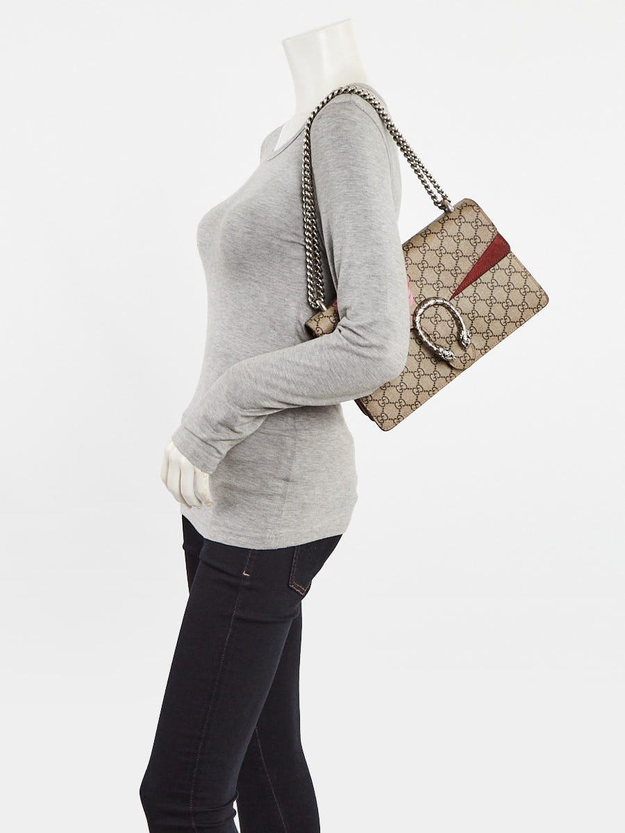 Gucci Beige/Pink GG Supreme Blooms Coated Canvas Small Dionysus Shoulder Bag