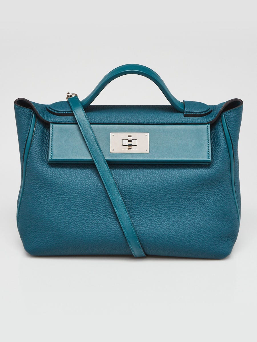 Hermes 29cm Vert Bosphore Togo Leather Palladium Plated 24/24 Bag