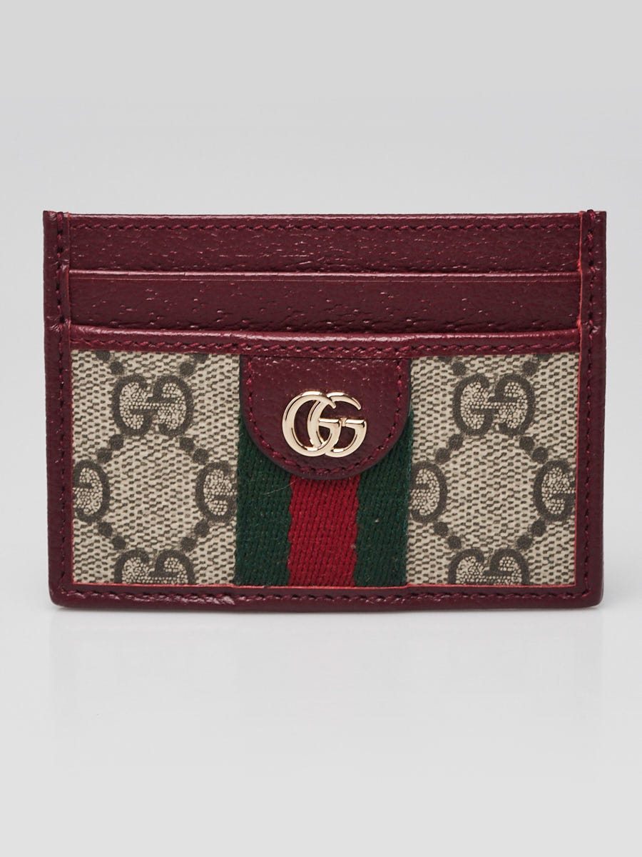 Gucci Beige/Red GG Coated Canvas Ophidia Card Holder | Yoogi's Closet