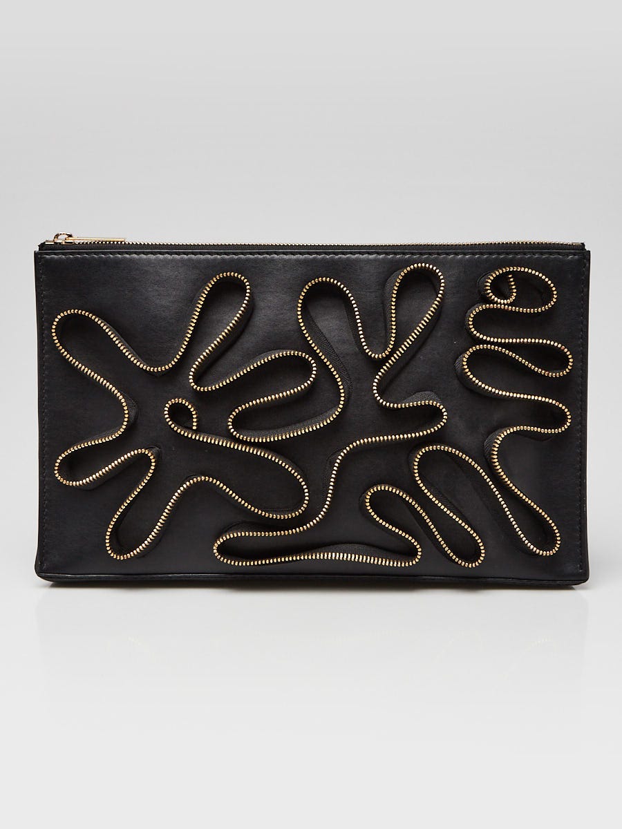 Stella McCartney Black Vegan Leather Zipper Embellished Cavendish