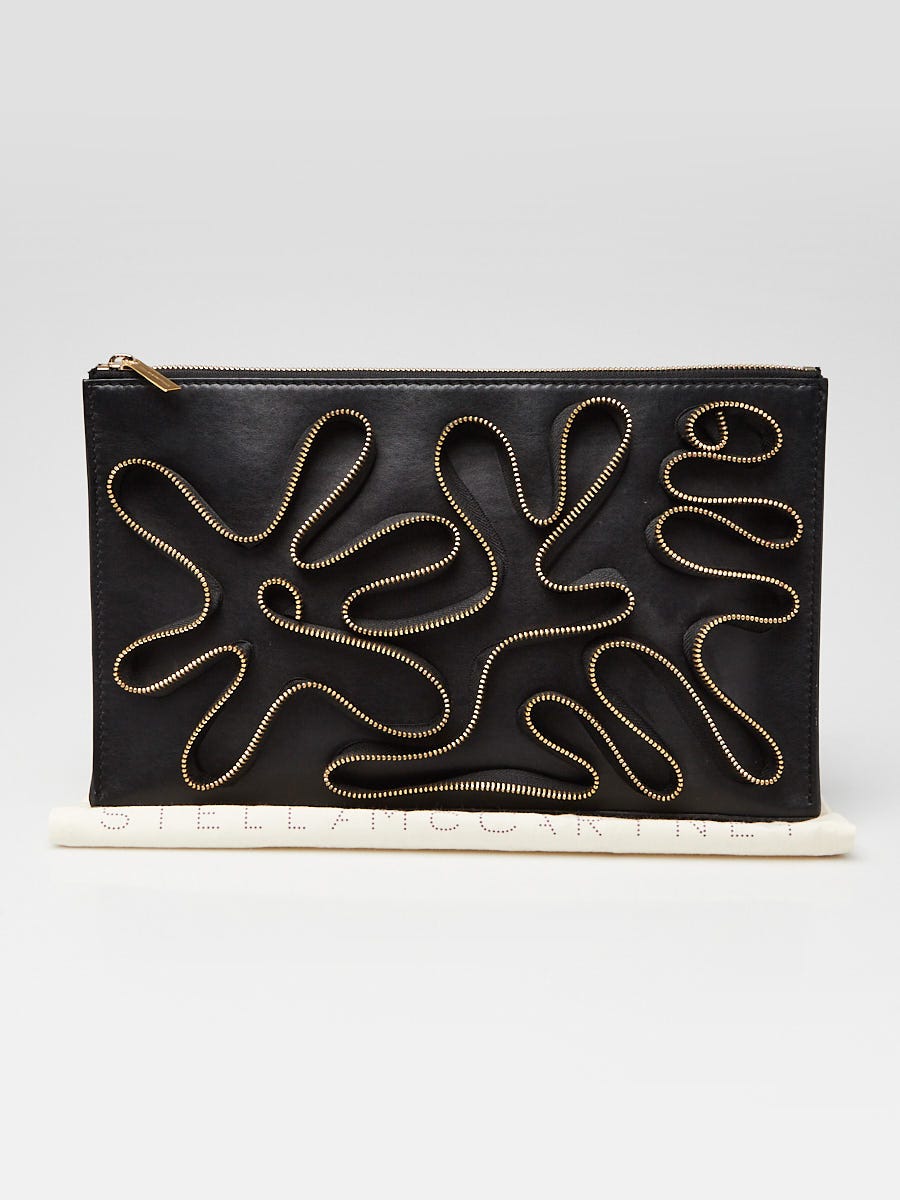 Stella McCartney Black Vegan Leather Zipper Embellished Cavendish