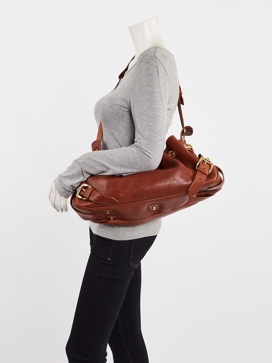 Burberry Brown Pebbled Leather Margaret Shoulder Bag