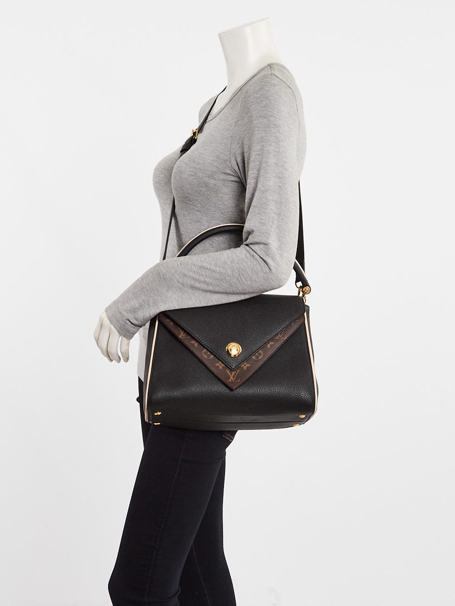 Louis Vuitton Black Leather and Monogram Coated Canvas Double V Bag