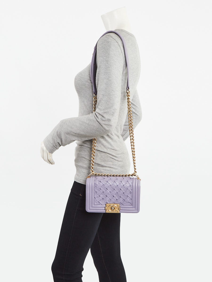 Chanel Purple Woven Lambskin Leather Paris-Versailles Small Boy Bag