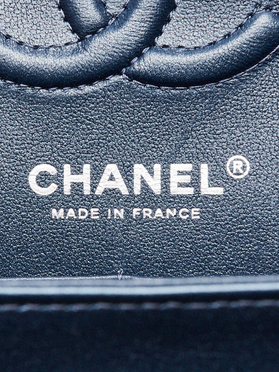 Chanel Iridesent Dark Blue Quilted Lambskin Leather Classic Small
