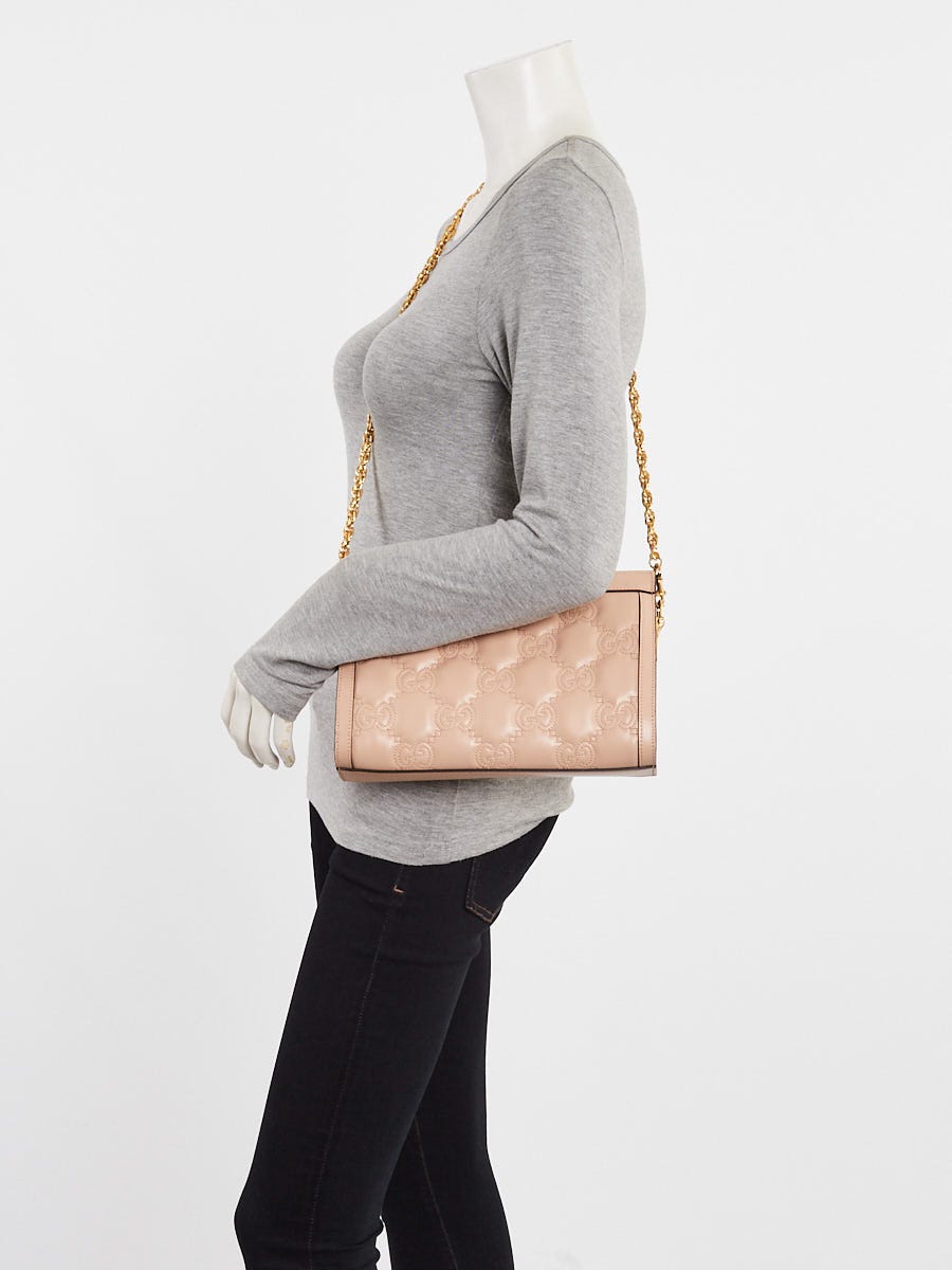 Gucci Beige Leather GG Metalasse Frame Top Shoulder Bag