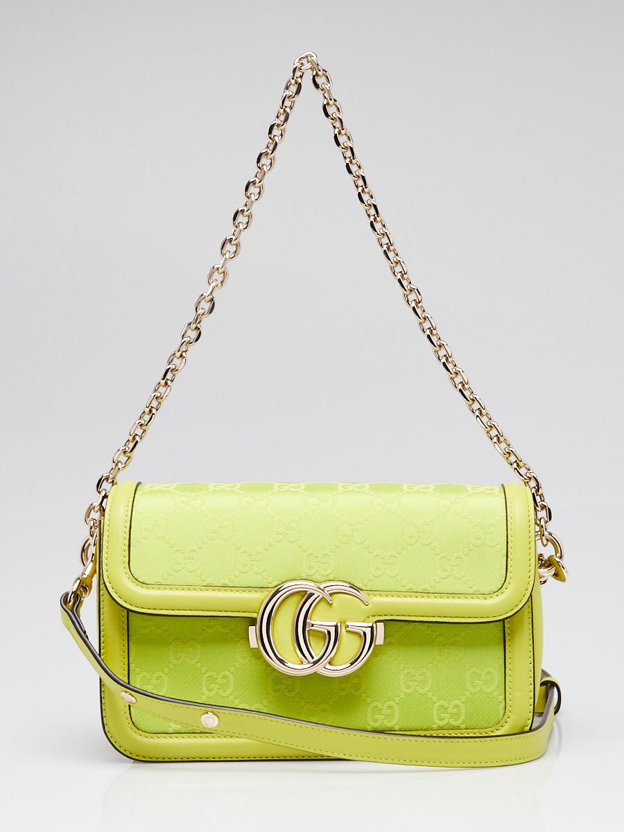 Gucci Firefly Green Canvas/Leather Small Go Shoulder Bag | Yoogi's