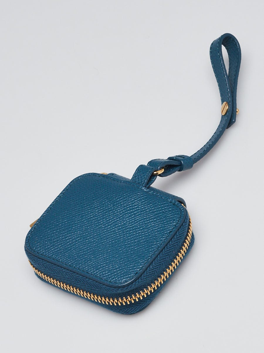 Christian Dior Blue Grained Calfskin Montaigne 30 Airpods Case