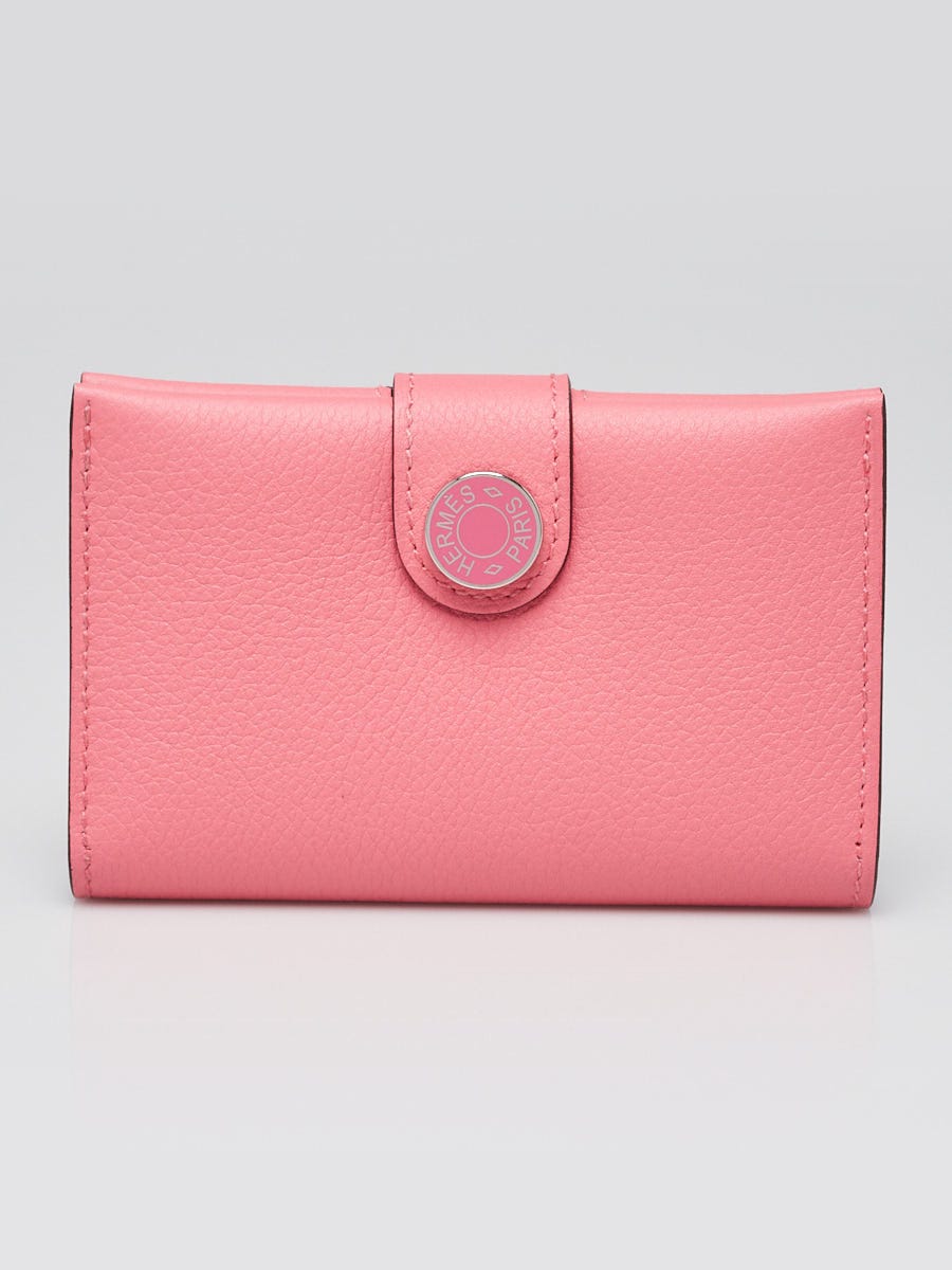 Hermes Rose Azalee Evercolor Leather R.M.S. Card Holder | Yoogi's