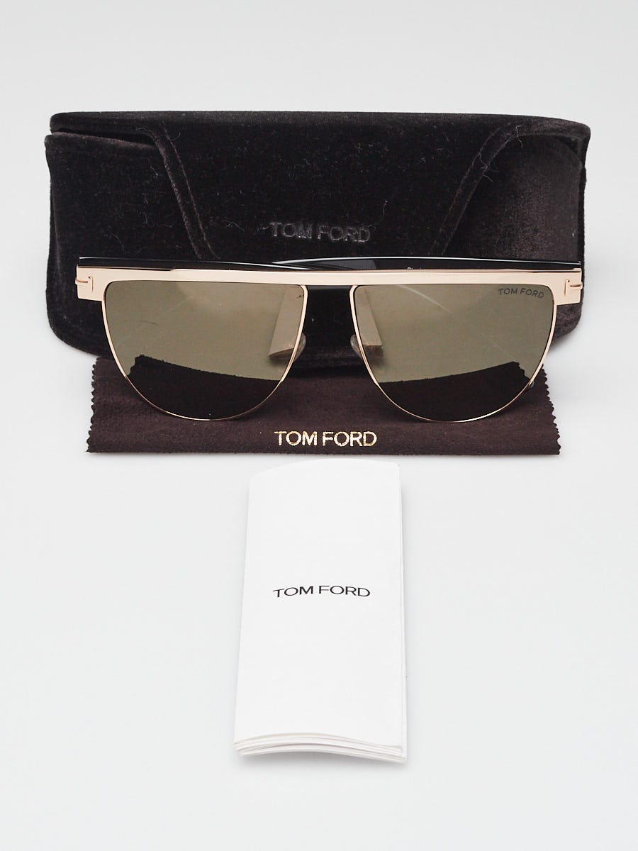Tom Ford Black Acetate and Goldtone Metal Bar Frame Stephanie