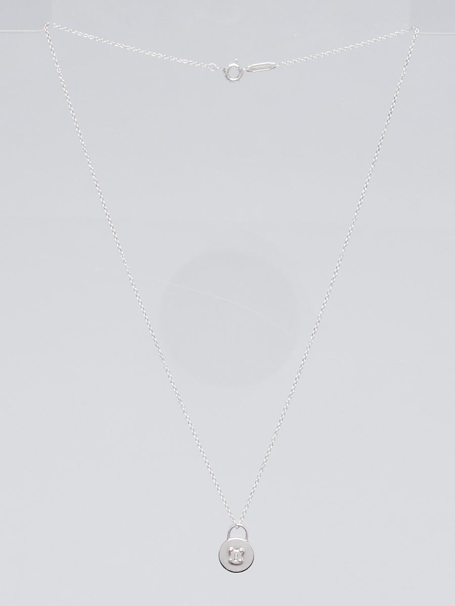 Tiffany & Co. Sterling Silver Round Lock Pendant Necklace