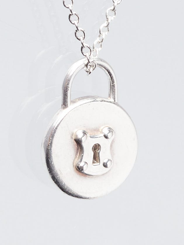 Tiffany & Co. Sterling Silver Round Lock Pendant Necklace