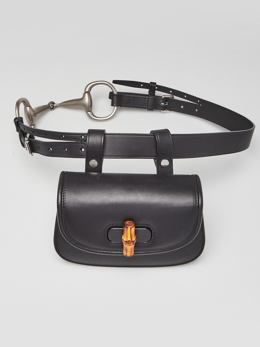 Gucci Black Smooth Leather Bamboo 1947 Mini Belt Bag | Yoogi's Closet