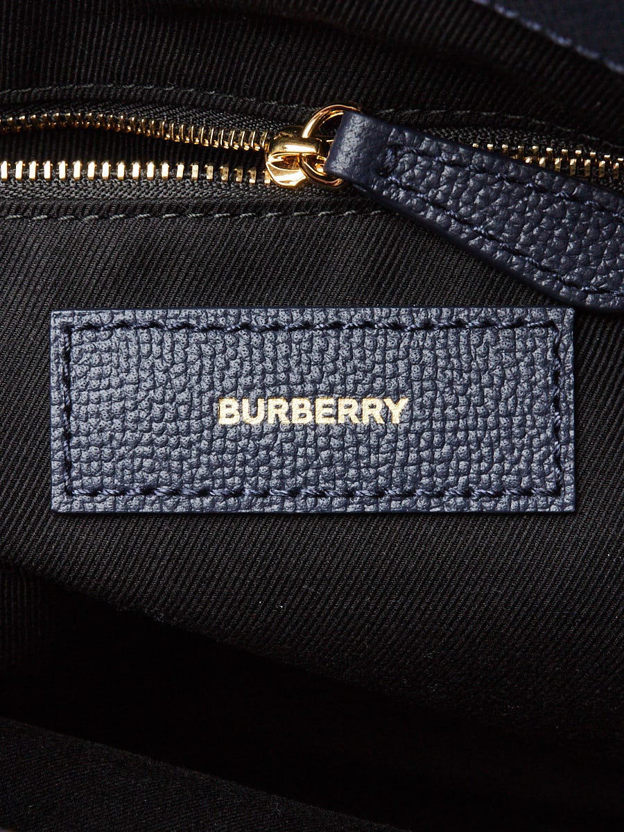 Burberry Regency Blue Pebbled Leather Medium Banner Tote Bag