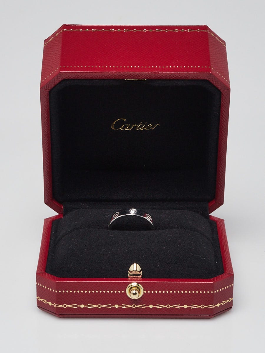 Cartier 18k White Gold and 1 Diamond Small Model LOVE Ring Size 4.75/49