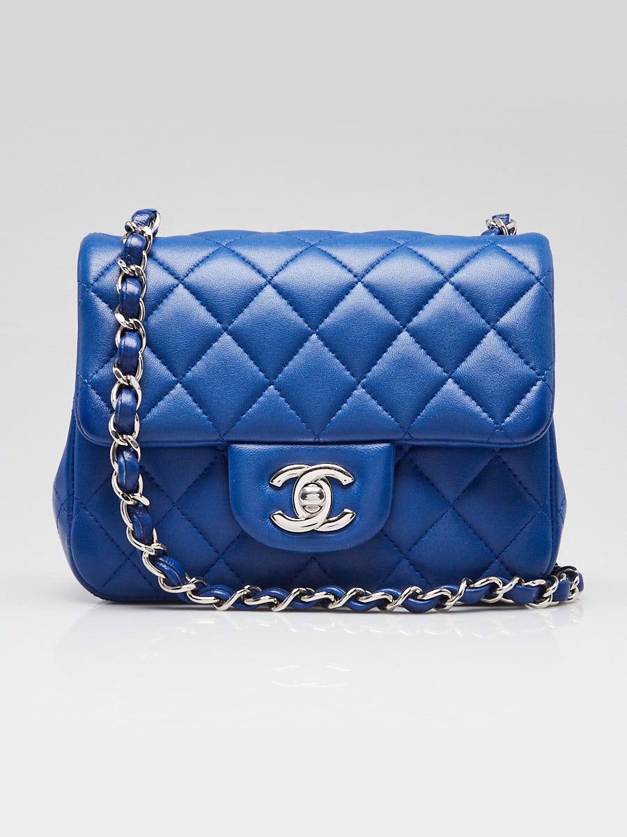 Chanel Blue Quilted Lambskin Leather Classic Square Mini Flap Bag ...