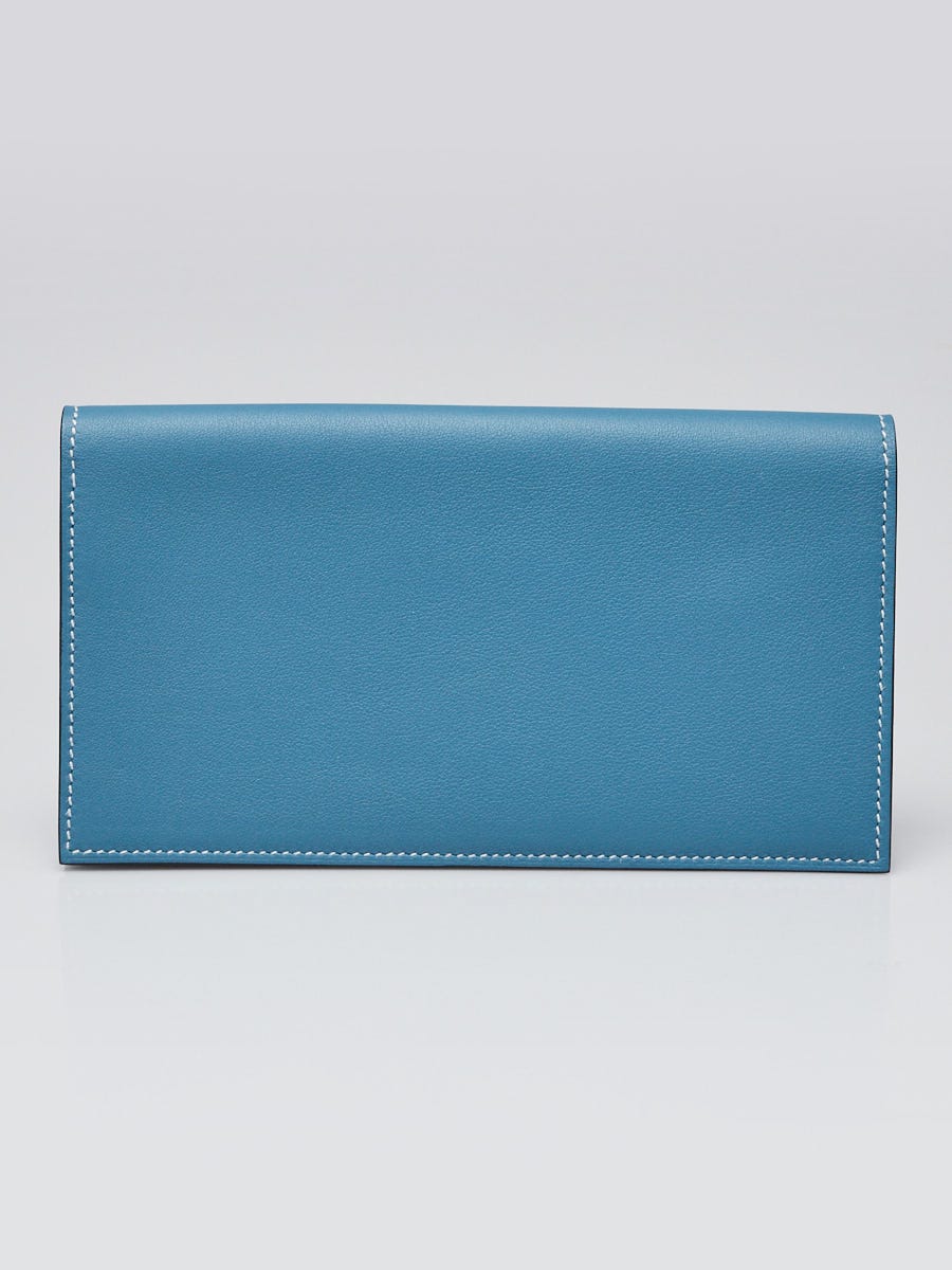 Hermes Blue Jean Swift Leather Citizen Twill Long Wallet | Yoogi's