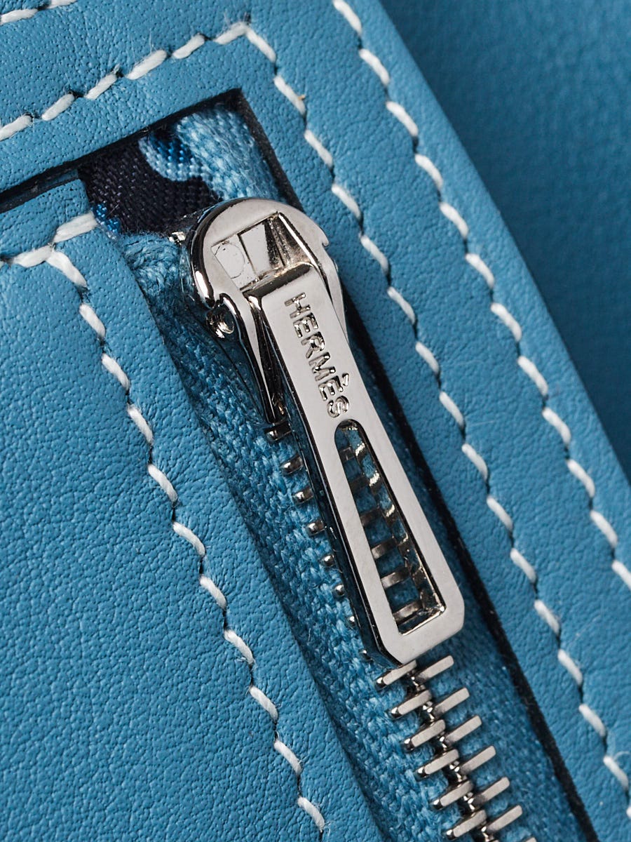 Hermes Blue Jean Swift Leather Citizen Twill Long Wallet | Yoogi's