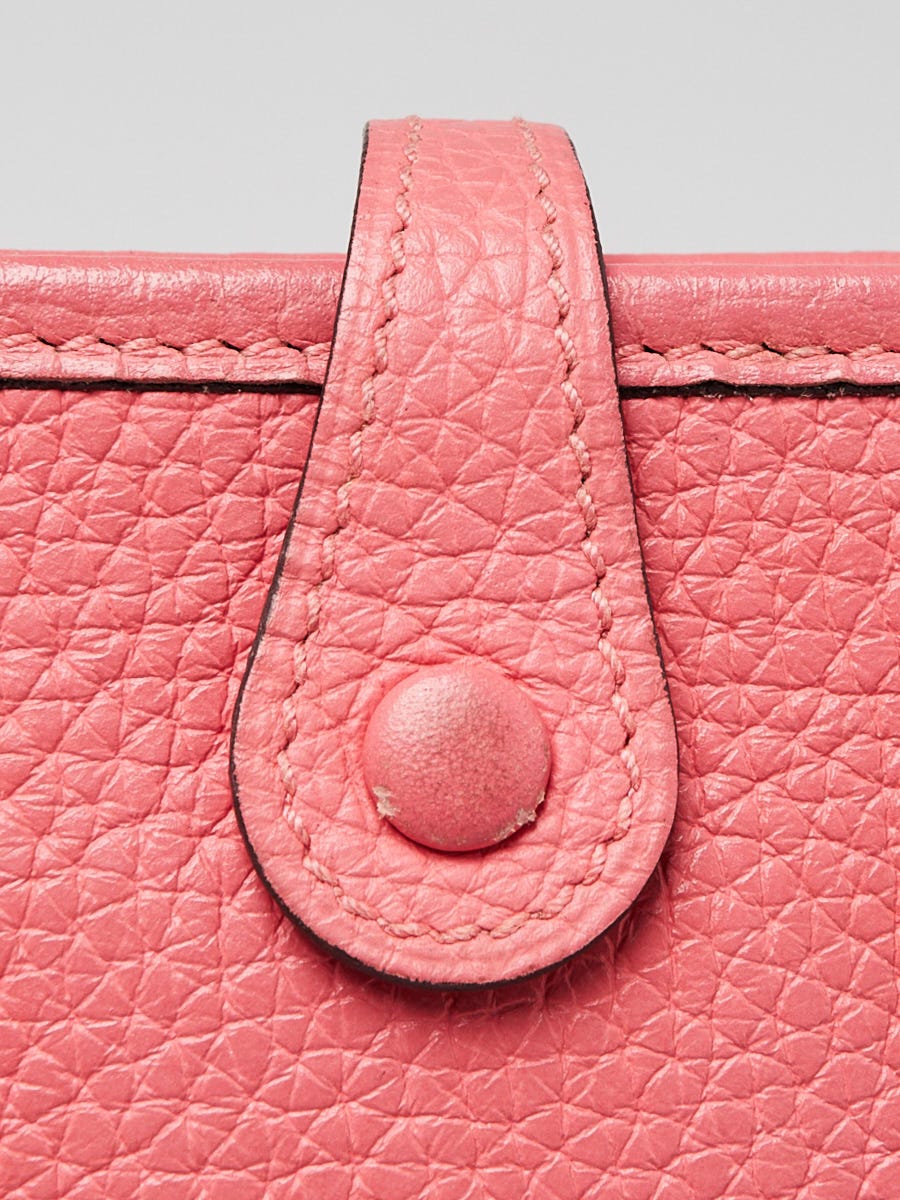 Hermes 16cm Rose Azalee/Rose Confetti Clemence Leather Zigzag