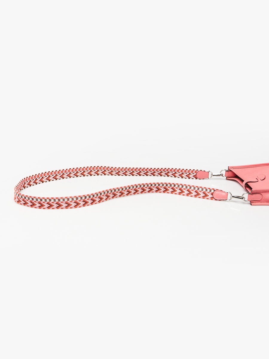 Hermes 16cm Rose Azalee/Rose Confetti Clemence Leather Zigzag
