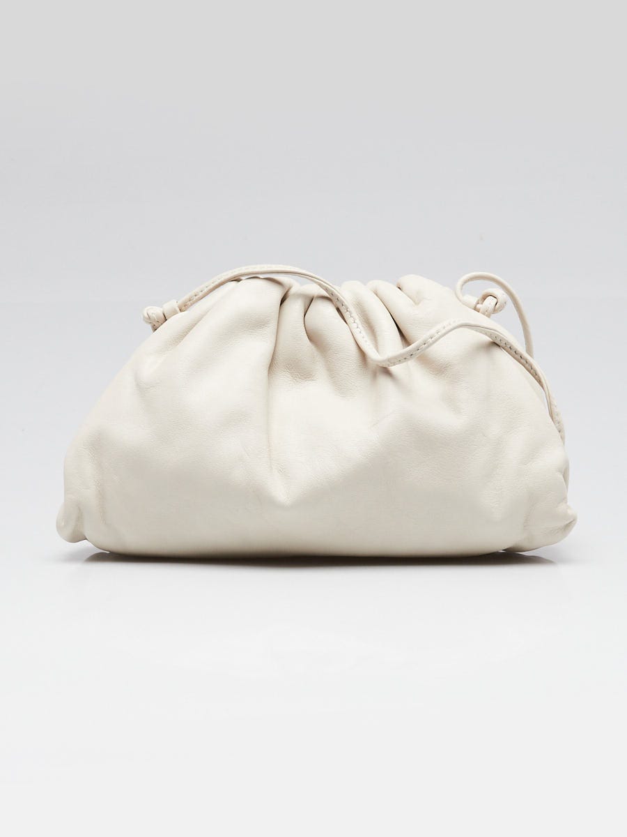 Bottega Veneta White Nappa Leather Mini Pouch Clutch Bag | Yoogi's
