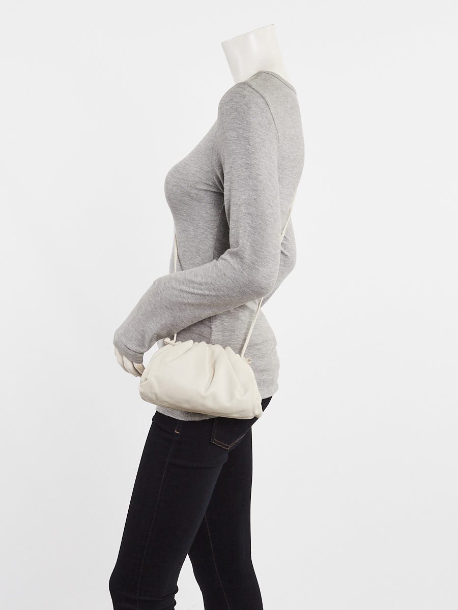Bottega Veneta White Nappa Leather Mini Pouch Clutch Bag