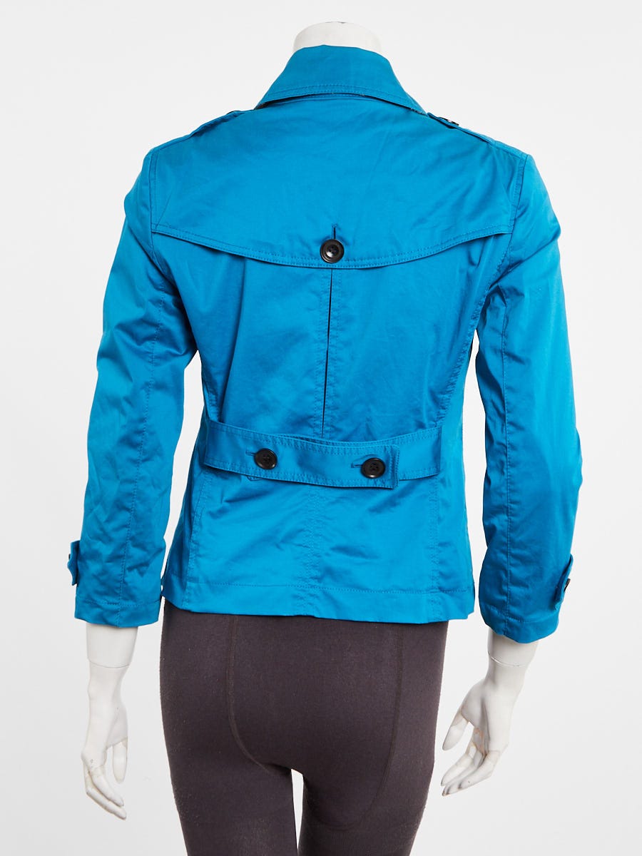 Burberry Brit Bright Blue Cotton Short Trench Coat Size 4/38